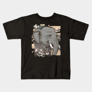 Melancholic Elephant Japanese Art Print Kids T-Shirt